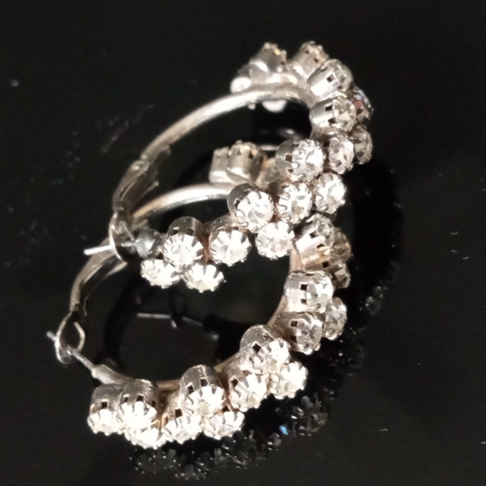 Vintage Rhinestone Hoop Earrings